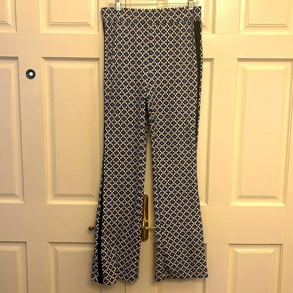 Maeve Blue and White Patterned Flare Pants - Picture 2 of 11